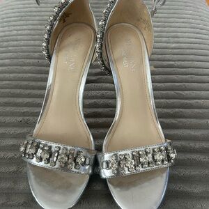 Nine West Metallic Silver Embellished Heels